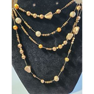 Long bronze colored necklace station 72"